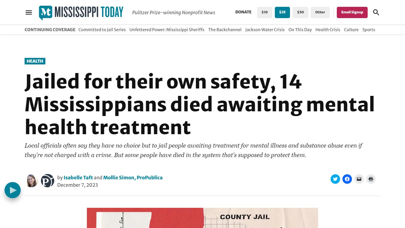 14 Mississippians have died in jail awaiting mental health treatment ...